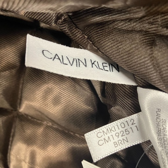 Calvin Klein Men's Extra Large Faux Leather Sherpa Collar Moto Jacket Brown - Picture 11 of 16